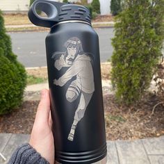 large anime water bottle Big Bottle, Button Picture, Best Resolution, Steel Bottle, Stainless Steel Bottle, Black Matte, The Purple, Custom Engraving, Laser Engraving