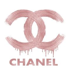 the chanel logo is dripping in pink and white with red drips on it