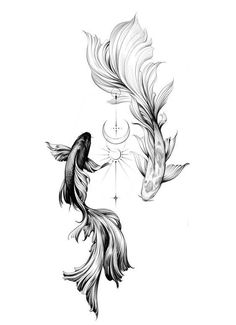 The Best Tattoo Ideas Tato Fish, Yin Yang Sleeve Tattoo, Libra Alignment Tattoo, Yin And Yang Back Tattoo, Fish Tatoos Woman, Koi Fish Tattoo On Thigh, Pieces Fish Tattoo, Koi Fish Forearm Tattoo Women, Feminine Koi Fish Tattoo