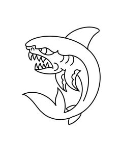 a drawing of a shark with its mouth open