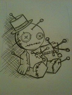 a drawing of a teddy bear wearing a top hat and holding scissors in his hand