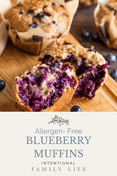 Image of blueberry muffins on a wood cutting board Homemade Blueberry Muffin Recipe, Blueberry Muffin Recipe Healthy, Blueberry Oat Muffins, Apple Muffins Healthy, Oatmeal Muffin, Blueberry Muffin Recipe Easy, Blueberry Muffin Recipe, Easy Blueberry Muffins, Healthy Blueberry Muffins