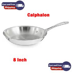 The Simply Calphalon Stainless Steel 8 inch Skillet Fry Saute Pan is a one-piece cookware set that includes a frying pan and saute pan. It is compatible with electric or gas stoves, has a round shape with an 8-inch diameter, and a stainless steel surface coating. The pan features a long handle, flat bottom, and is easy to clean. It is branded by Calphalon and is suitable for use in ovens. Free shipping is included.

#Calphalon #StainlessSteel #8Inch #FreeShipping