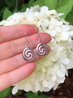 925 Sterling Silver Swirl Dangle Hook Earrings   - Metal: 925 Sterling Silver - Shape: Round Swirl - Dimension:  Total Length Includes Hook: 34mm(1.34 in); Swirl: Diameter 13mm(0.51in), Thickness 2mm/1mm. - Closure: Hook  - Color: Silver Cheap Nickel-free Swirl Earrings, Spiral Sterling Silver Jewelry For Anniversary, Nickel Free Silver Swirl Earrings, Spiral Sterling Silver Earrings For Gift, Swirl-shaped Pierced Earrings For Gift, Spiral Sterling Silver Earrings As Gift, Sterling Silver Swirl Jewelry With Matching Earrings, Swirl Shaped Pierced Jewelry Gift, Pierced Swirl Jewelry Gift