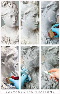 the process of painting a statue with white paint