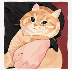 a painting of a cat with its paw on someone's arm