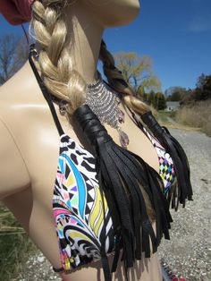 2 Leather Hair Wrap Extensions BOHO Hair Jewelry от Vacationhouse, $30.00 Fringe Ponytail, Hair Wrap Extensions, Bohemian Hair Accessories, Bohemian Hair, Black Hair Extensions, Beaded Hair