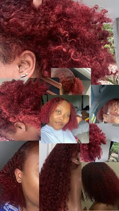 Red Crimson Hair, Red Hair Black Woman, Red Dyed Hair Black Women, Cherry Red Hair Black Women, Natural Hair Dyed Red Black Women, Red Hair Dye Black Women, Magenta Red Hair Color On Black Women, Dark Red Natural Hair