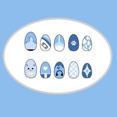 an egg with different shapes and sizes on it