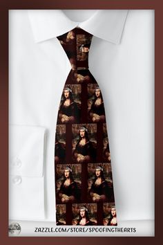 * La Chola Mona Lisa Mexican Neck Tie by #SpoofingTheArts / #Gravityx9Designs at Zazzle * Latina Mona Lisa Art Parody ~ This home girl is dressed for her barrio. A Chicana muy bonita, wearing her headband, has cool tattoos on her hands and on her chest....not to forget the large hoop earrings and Chicano make-up style, Estilo Mexicano * 1224 Mona Lisa Art, Unique Gifts For Mom, Spanish Design, Latina Fashion, Flag Art, Large Hoop Earrings, Mexican Art