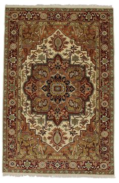 Blending elegant patterns, this rug is hand-knotted from wool for a great feel underfoot. Material: 100% Wool on cotton Made in India Traditional design beautifully enhances any room of the home, from the living room, dining room, bedroom, entryway, nursery, dorm room, study, home office, or eat-in kitchen First Apartment Gift, Floor Rugs Living Room, New Apartment Gift, Green Pillows Decorative, Bright Rugs, Luxury Pillows Decorative, Serapi Rug, Bedside Rug, Ikat Design