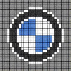 a cross stitch pattern with a blue and black soccer ball in the center on a gray background