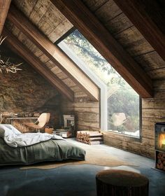 an instagram photo of a bedroom in a loft