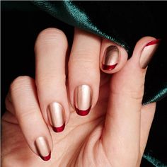 Hot Nail Designs, Metallic Nails, Winter Nail Designs, Fall Nail Colors, Hot Nails, French Tip Nails, Gorgeous Nails, Holiday Nails, Nails Nailart