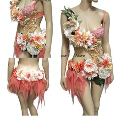 Fairies-Flowers-Mother Nature · L'Amour Le Allure · Online Store Powered by Storenvy Plunge Bra Outfit, Outfits Bikinis, Flower Bra, Oc Clothes, Rave Bras, Nature Fairy, Sweet As A Peach, Rave Looks, Show Girl