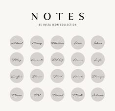 the cover of notes, which are written in cursive writing and surrounded by circles