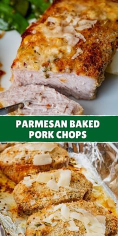 this is an image of parmesan baked pork chops