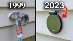 two pictures side by side showing the same thing in different ways, one with a hose attached to it