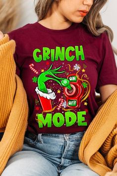 GRINCH MODE 100%COTTON HEATHER(52%COTTON,48%POLY) ATH.HEATHER,BLACK HEATHER(90%COTTON,10%POLY) Imported Size Measurement (inch): S: 36.0 (Bust), 18.0 (Waist), 18.0 (Hips), 28.0 (Length) M: 40.0 (Bust), 20.0 (Waist), 20.0 (Hips), 29.0 (Length) L: 44.0 (Bust), 22.0 (Waist), 22.0 (Hips), 30.0 (Length) XL: 48.0 (Bust), 24.0 (Waist), 24.0 (Hips), 31.0 (Length) Casual T-shirt For Fall Holiday, Casual Fall Holiday T-shirt, Casual Green Holiday Tops, Casual Green Top For Holiday, Casual Green T-shirt For Winter, Jumper Denim, Patriotic Tees, Denim Short Dresses, Plus Swimwear