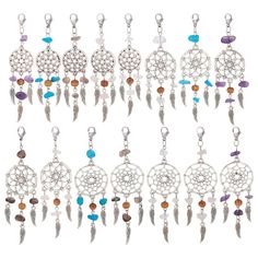 many different types of dream catchers with beads