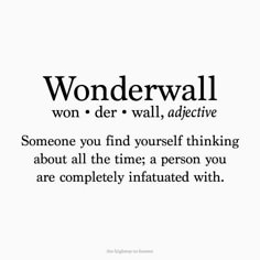 the words wonderwall written in black and white on a white background with an image of a