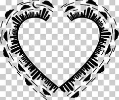 a black and white heart shaped frame on a transparent background