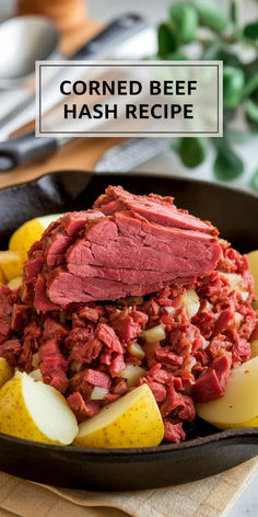 corned beef hash browns in a cast iron skillet