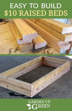 the instructions for how to build raised beds are shown in three different pictures, including one with