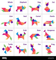 the different types of origami animals and their names in each one's colors