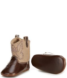 From Baby Deer&#x2C; the Kids' Miller Western Boot Crib Shoes feature:Synthetic upperPull-on with alternative closure for easy on/offSynthetic liningLightly cushioned footbedSynthetic outsoleImported Brown Non-slip Slip-on Booties, Brown Synthetic Round Toe Booties, Brown Closed Toe Synthetic Booties, Brown Non-slip Booties With Round Toe, Brown Non-slip Round Toe Booties, Baby Cowgirl Boots, Cowboy Baby Clothes, Baby Cowboy Boots, Baby Clothes Country