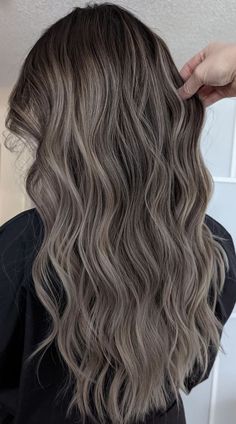 Brunette Hair Ideas Highlights, Ashy Brown Hair Redken Formula, Platinum On Brown Hair, Brown Hair Ideas For Fall Brunettes, Ash Gray Hair Balayage, Ash Brown Hair With Highlights And Money Piece, Light Ash Brunette Hair, Cool Ashy Brown Hair Balayage