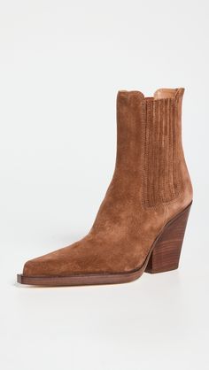 Paris Texas Dallas Ankle Boots | Shopbop Brown Suede Heeled Boots With Sculpted Heel, Heeled Suede Boots With Closed Toe And Suede Lining, Suede Heeled Boots With Sculpted Heel And Square Toe, Suede Square Toe Heeled Boots With Sculpted Heel, Luxury Brown Suede Heeled Boots, Luxury Suede Heeled Boots With Almond Toe, Suede Heels With Wooden Heel, Luxury Suede Boots With Sculpted Heel, Suede Almond Toe Boots With Branded Heel Counter