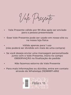 the back side of a pink card that says vak presepte, in spanish