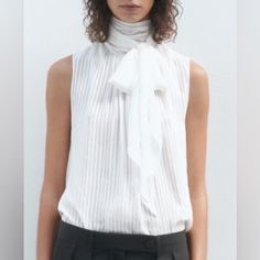 Striped Bow Blouse Zw Collection Bow Blouse, Zara White, Zara Tops, Color White, Zara, Womens Tops, Women Shopping, White, Color