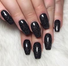 nails gel glitter nail designs ideas sparkly silver acrylic bellaxlovee make glam choose board color cute Sparkly Black Nails, Black Sparkly Nails, Black Sparkle Nails, Black Glitter Nails, Glitter Ideas, Black Gel Nails, Black Nails With Glitter, Emerald Nails, Nagellack Trends