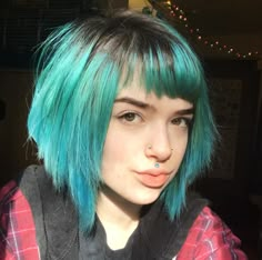 Edgy Stacked Bob, Medium Shag With Wispy Bangs, Bob Alternative Hair, Bob With Baby Bangs, Short Alt Hair Straight, Short Blue Hair With Bangs, Tomboy Sidetails, Short Alt Hair With Bangs, Ramona Flowers Haircut