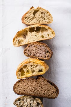 several slices of bread stacked on top of each other