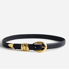 Crafted From Leather, This Belt Features A Chunky Metal Buckle And Triple Keeper For A Super Dressy Feel. Width: 3/4". Leather. Spot Clean. Price Is Firm!!! Black Gold Belt, Belt Buckles Womens, Madewell Belt, Fall Cap, Celine Belt, Madewell Accessories, Gold Belts, Metal Belt, Fashion Styling