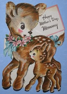 a mother's day card with an image of a baby bear hugging a teddy bear