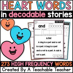 heart words in decodeable stories for children and adults to practice reading with their own hands