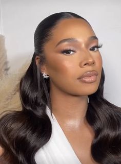 Prom Hair Inspo Black Women, Half Up Half Down Graduation Hair, Bridal Hairstyles For Black Women, Bridal Hair Black Women, Graduation Hairstyles For Black Women, Bday Hairstyles, Black Wedding Makeup, Bridesmaid Glam, Bridesmaid Hairdo