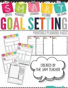 goal setting printable planner pages for teachers and students to use on the same page