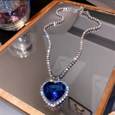 New! Platinum Plated Length: 20 + 2 Inches #177 Beautiful Headphones, Ocean Heart, Ocean Necklace, Crystal Heart Pendant, Rms Titanic, Mens Jewelry Necklace, Forever Jewelry, Expensive Jewelry, Trendy Necklaces