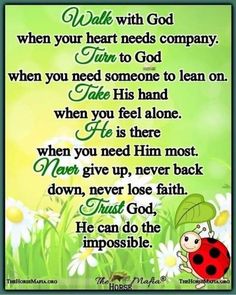 a ladybug poem with the words walk with god when your heart needs company