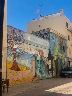 a large mural on the side of a building