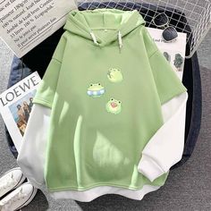 Kawaii Frogs Half-Sleeve Hoodie - Cream / XL Kawaii Frogs, Half Sleeve Hoodie, Mushroom Frog, Stylish Hoodies, Cute Dress Outfits, Cute Hoodie