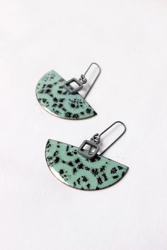 Sterling silver and copper with Turquoise enamel by aforfebre, $30.00 Enameled Jewelry, Enamel Jewellery, Metal Jewellery, Lace Earrings, Jewelry Techniques, Earrings Inspiration, Romantic Lace