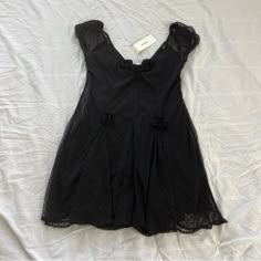 Urban Outfitters Mesh Mini Dress Size Small Condition: Nwt Color: Black Details : - Lined - Flower Detail On Front - Comfy Extra: - I Ship Between 1-2 Days Short Black Puffy Dress, Shifting Closet, Lace Black Dress, Black Babydoll Dress, Lacey Dress, Puffy Dresses, Mesh Mini Dress, Japanese Dress, Bear Outfits