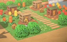 the animal crossing game is being played on an interactive platform with animals and flowers surrounding it