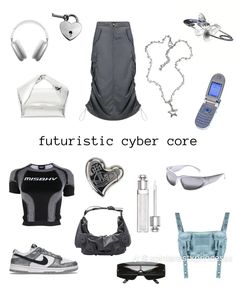 Futuristic Minimalist Fashion, Chromecore Outfits, Futuristic Minimalism Outfit, Girly Futuristic, Angelic Cybercore Outfit, Frutiger Aero Aesthetic Outfits, Futuristic Minimalism Fashion, Futuristic Y2k Fashion, Cybercore Aesthetic Outfits